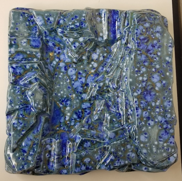 Holland Mold Pottery Large Ceramic Ashtray Mid Century- Modern Speckled Blues - Picture 9 of 15